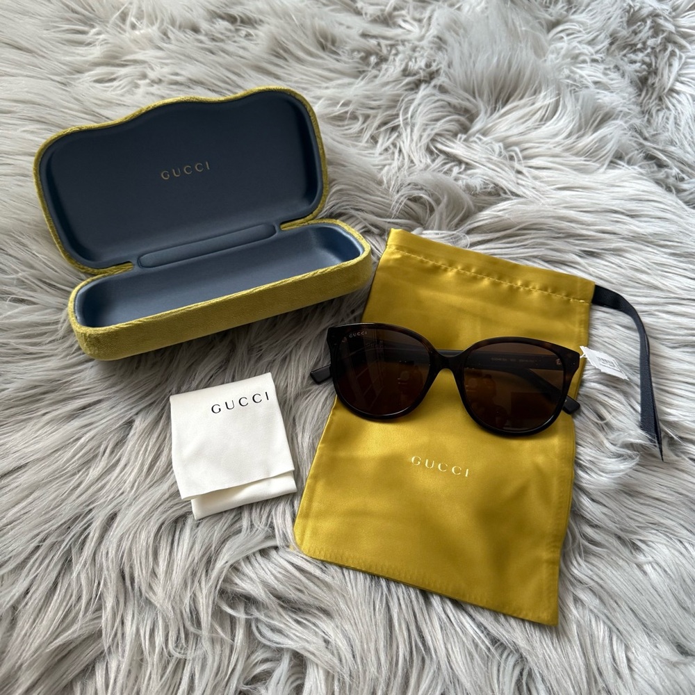 GUCCI GG0461SA Cat Eye Havana Tortoise Sunglasses NWT - Picture 2 of 13